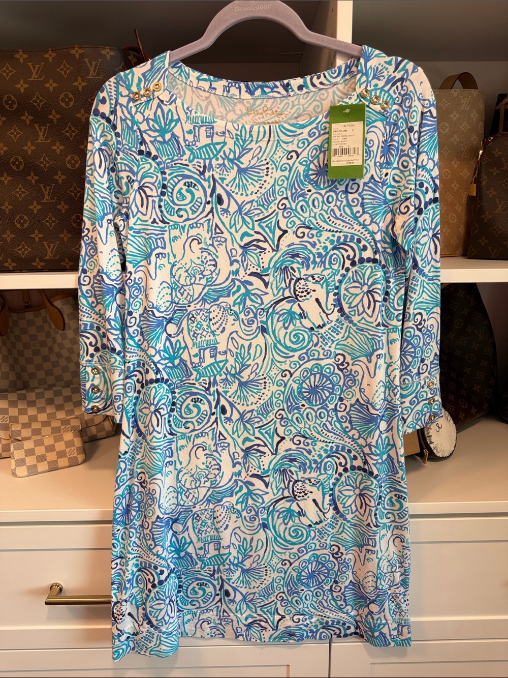 ✨ NWT Lilly Pulitzer Sophie UPF 50+ Shift Dress Lucky Trunks S ✨